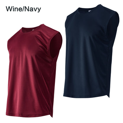 Summer men's outdoor fitness vest solid color top T-shirt casual sports basketball shirt