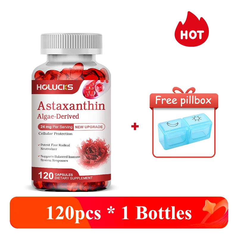 Premium Natural Astaxanthin Supplement, Support Blood Flow, Reduces Oxidative Stress & Healthy Cholesterol, Overall Vitality