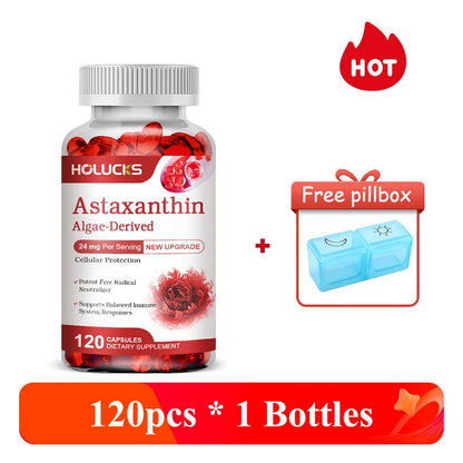 Premium Natural Astaxanthin Supplement, Support Blood Flow, Reduces Oxidative Stress & Healthy Cholesterol, Overall Vitality