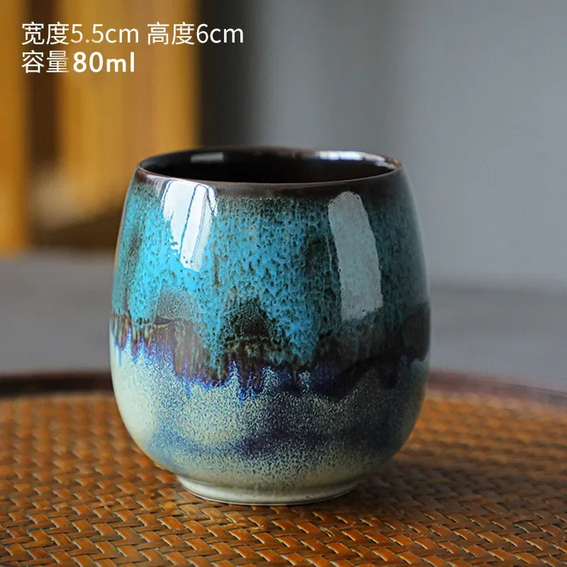 Small Espresso Mug Shot Glass, MasterKung Fu Tea Coarse Ceramic, Espresso Coffee Cups, Color Matching, Fambe,Italian, 80ml