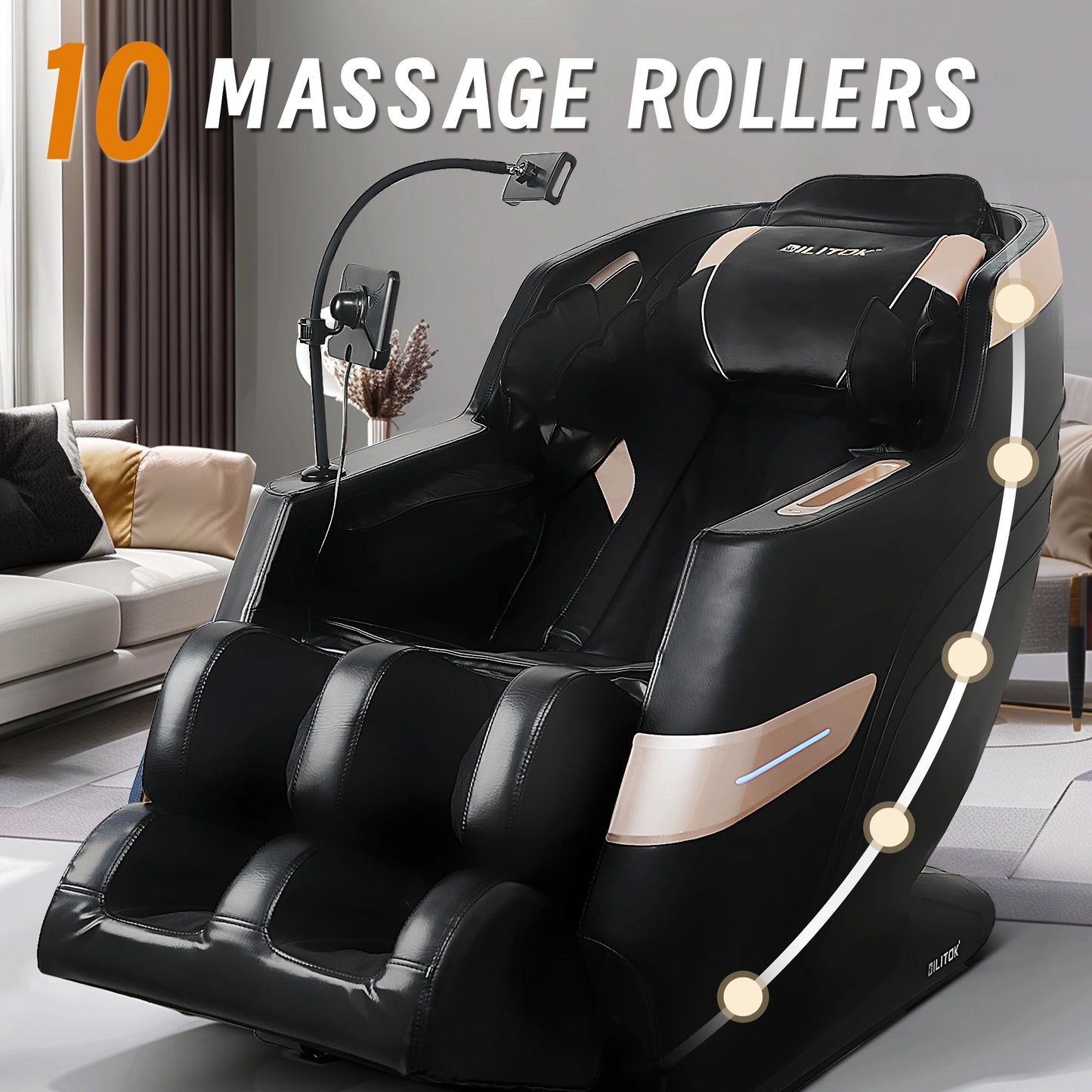 Massage Chair Recliner, Full Body Zero Gravity, Heating, Bluetooth Speaker, Phone Stand, Foot Roller