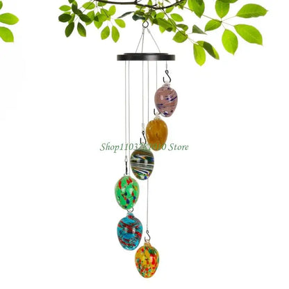 U55D Glass Wind Chimes for Outside Colorful Glass Wind Chimes Outdoor Glass Hanging