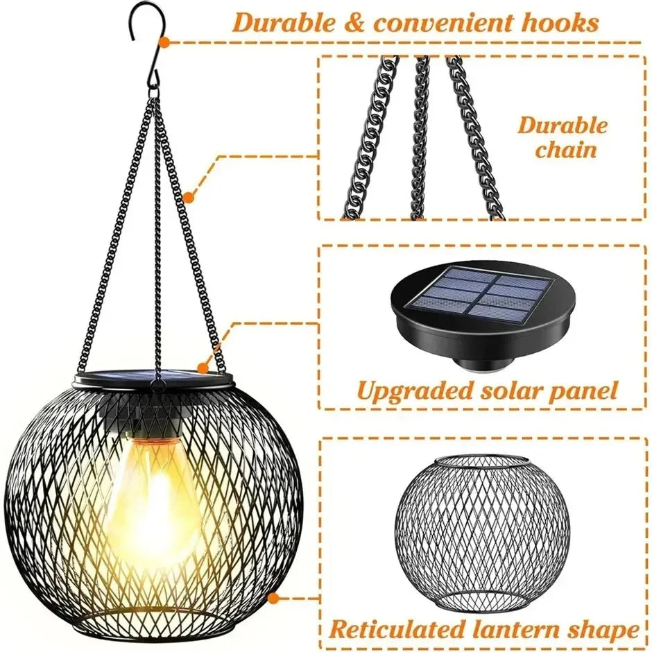 Solar Lantern Outdoor, Solar Lights for Outside Decorative Outdoor Hanging Lights Waterproof Solar Lanterns, Yard Garden Lamp