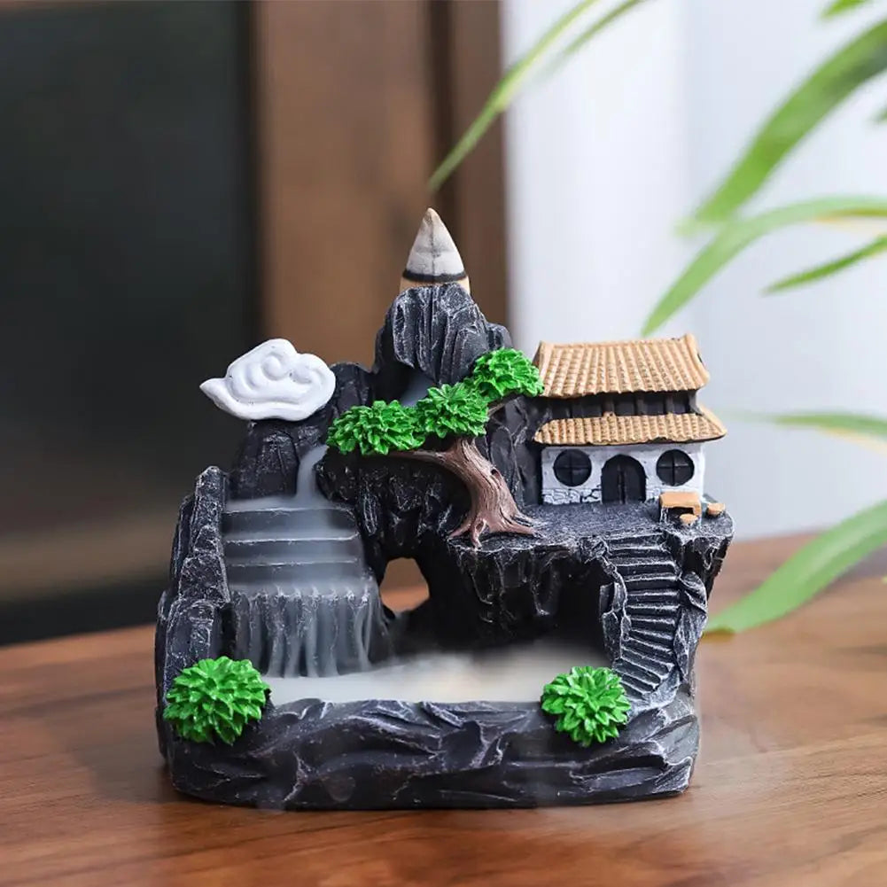 Backflow Incense Holder Waterfall Incense Burner Home Decor Aromatherapy Ornament Incense Cones with Backflow Incense Cones
