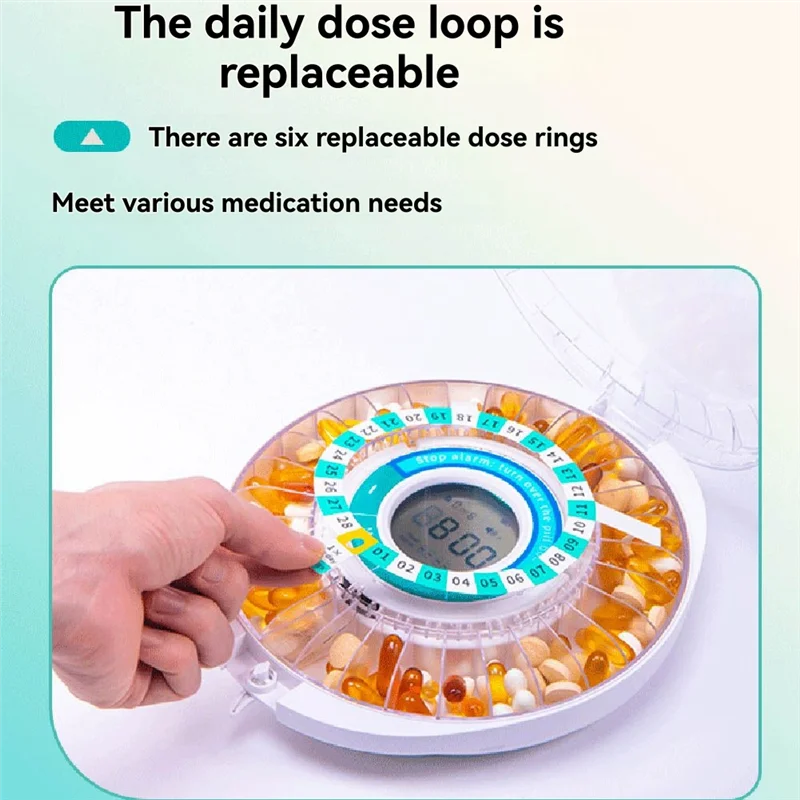 MOPHE-Alarm-Equipped Automatic Pill Dispenser For Elderly, 28-Day Electronic Locked Pill Box With Sound& Light Reminders