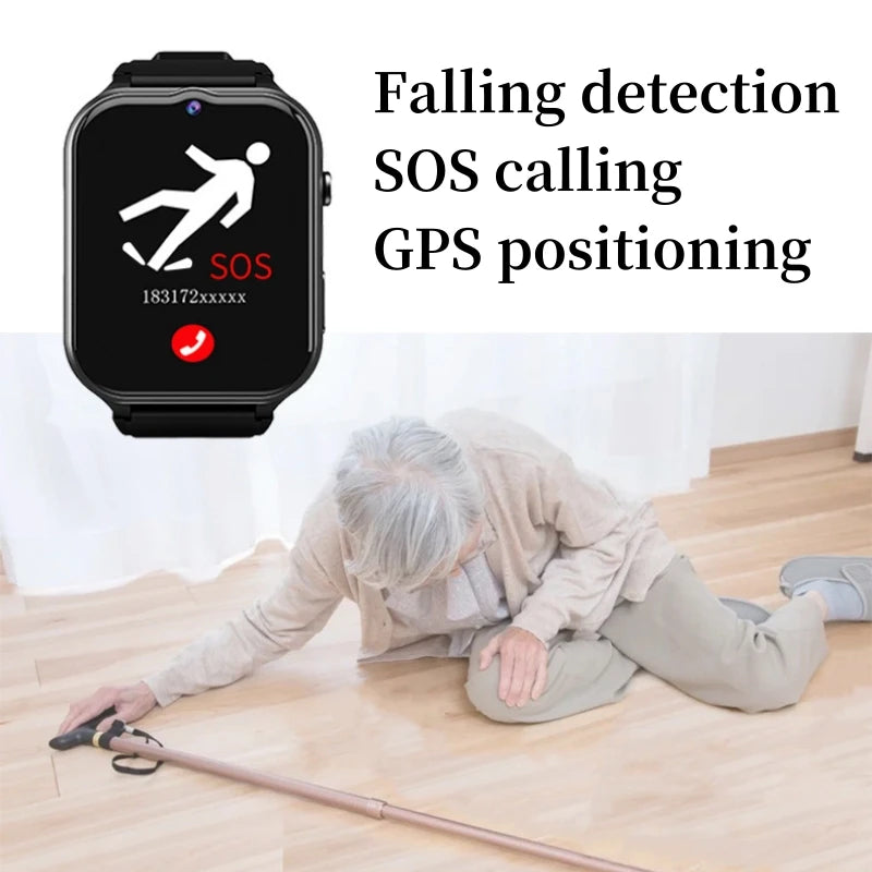 Elderly Smart Watch For Senior Fall Detection Smartwatch 4G Sim Card SOS Phone Call GPS Positioning Heart Rate Blood Oxygen GK8