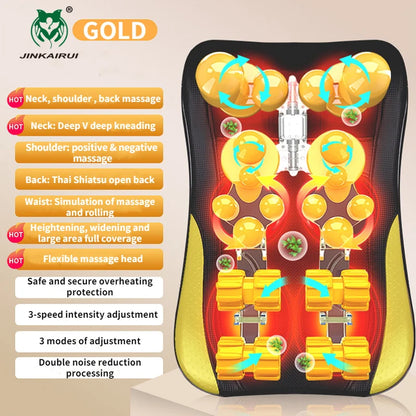 Multifunctional Electric Massage Cushion Neck Shoulder Waist Back Remote Control Deep Kneading Shiatsu Heat Fatigue Relieve Gift