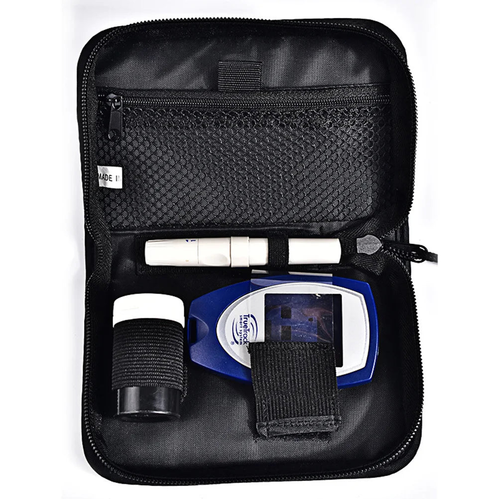 Blood Glucose Meter Storage Bag Black Pu Portable Protective For Fingertip Carry Case Fingertip Case Health Monitoring