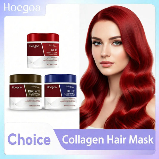 Collagen Hair Mask for Red Blue Brown Hair Color Supplement Deeply Nourish Anti Frizz Drying Rough Damaged Hair Treatment Mask