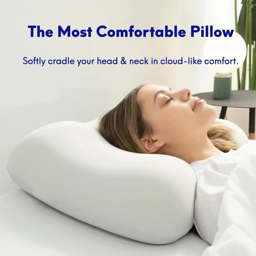 Deep Sleep Pillow, Patented Ergonomic Contour Design for Side & Back Sleepers, Orthopedic Cervical Shape Gently Cradles Head