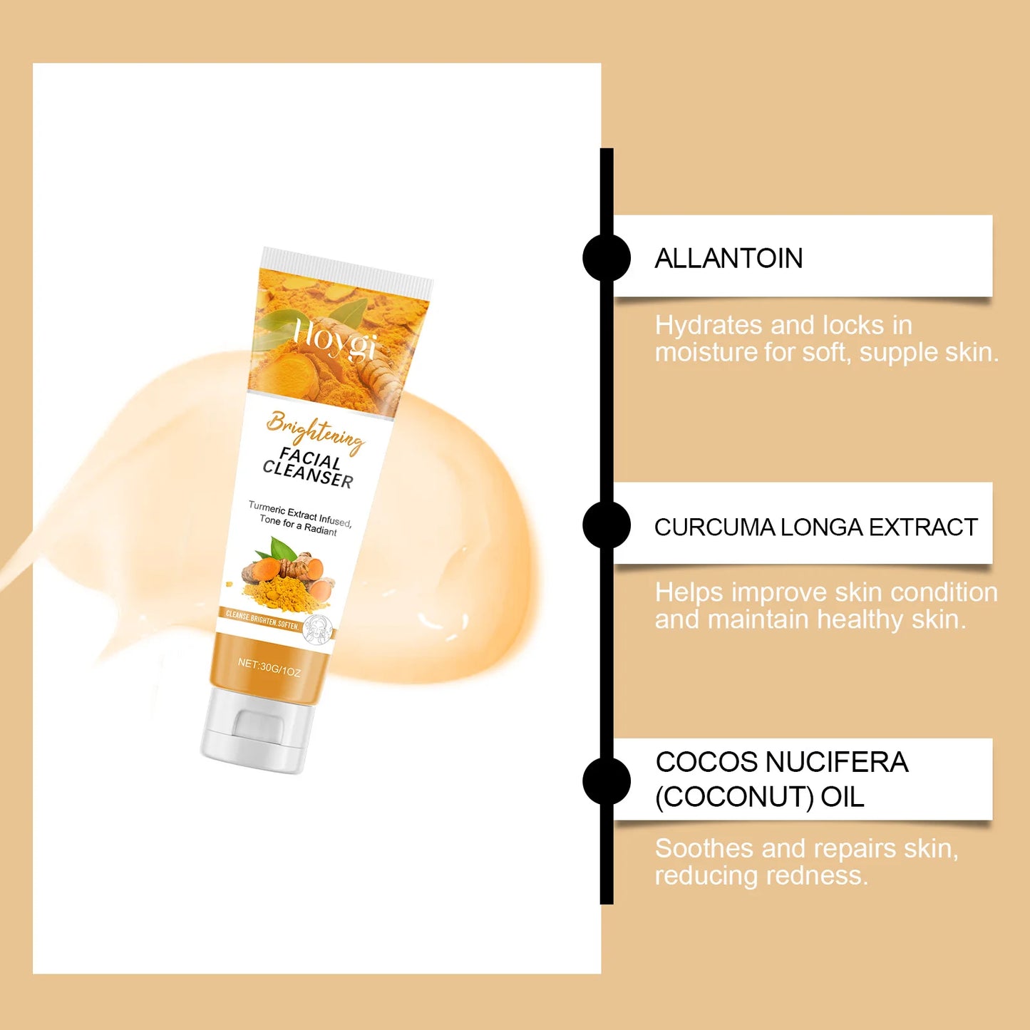 Turmeric Brightening Skincare Set Turmeric Cream & Facial Cleanser Reduces Dullness Moisturizing Soothing Anti-Wrinkle Skin Care