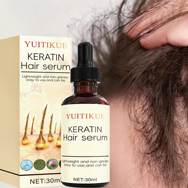 YUITIKUE Keratin Hair Serum 30ml - Smooth Hair Essence Moisturizing Repair Hair Strengthening Hair Root Hair g Care