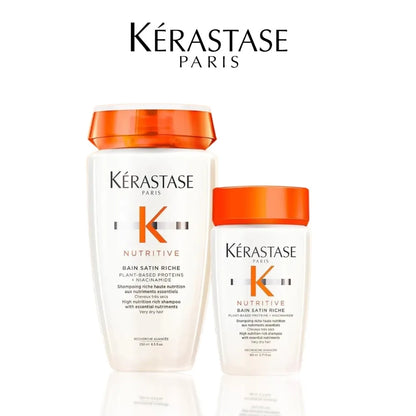 Kerastase Nutritive Bain Satin Shampoo 80/250ml, Gently Cleanses & Replenish Moisture, Shiny, Fine to Medium Dry Hair, Hair Care