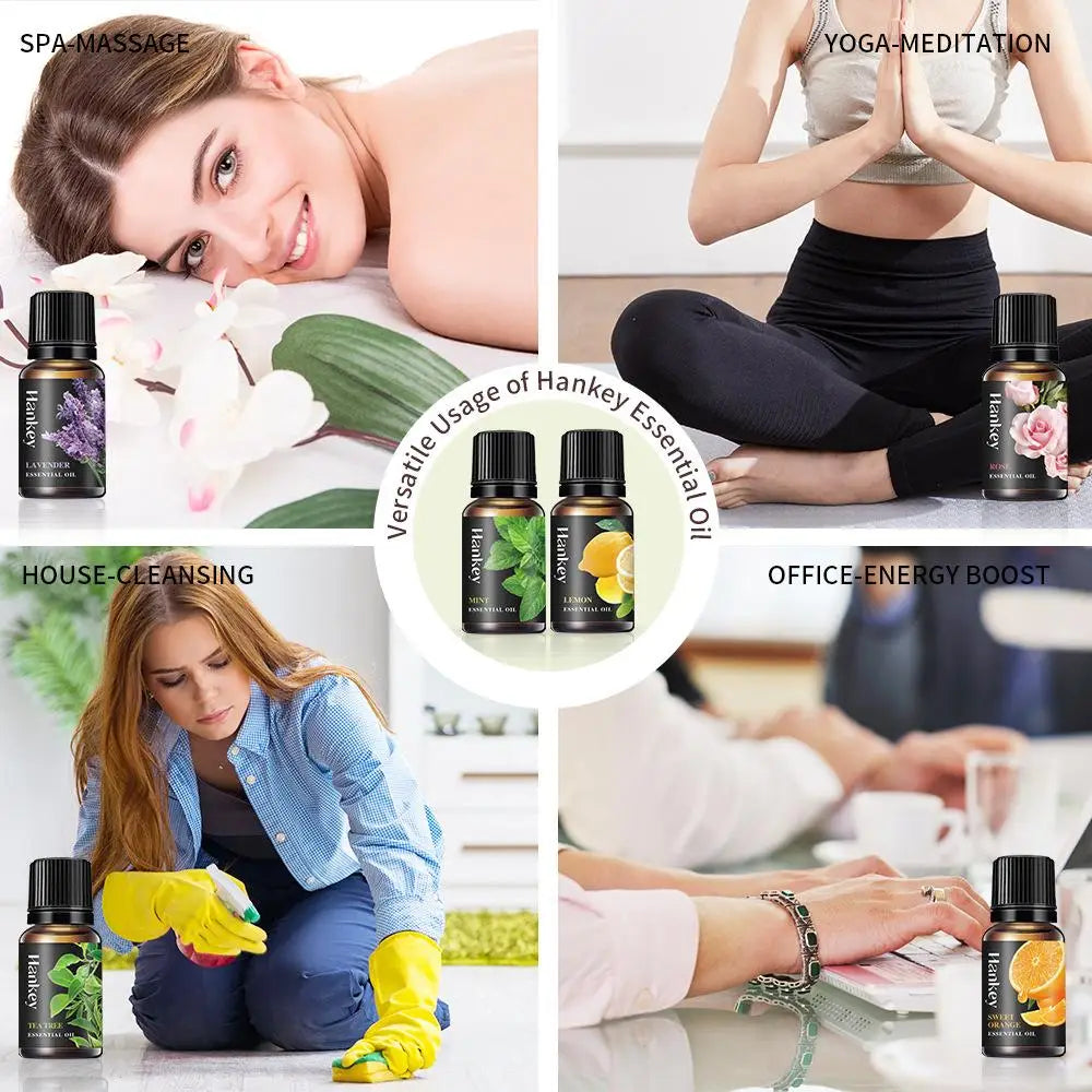10ML Lavender Rose Lemon Olive Eucalyptus Orange Rosemaxy Wormwood Ginger Green tea Oil