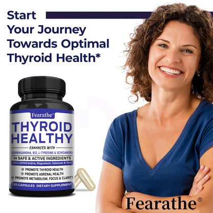 Thyroid Support Supplement for Women and Men, with Iodine, Zinc, B12, Ashwagandha and L-Tyrosine, Supports Energy and Metabolism