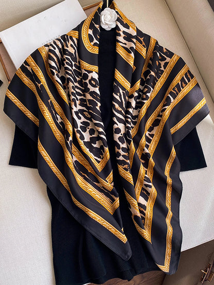 Head Scarf Women Luxury Brand Square 90*90cm Silk Foulard Satin Bandana Soft Neckerchief Hijab Hair Scarves For Ladies