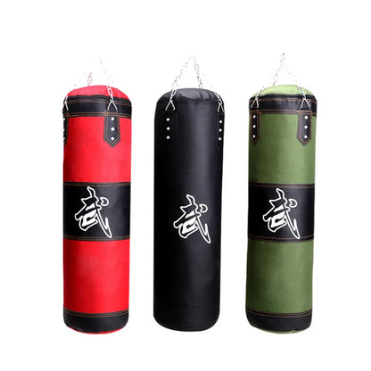 100/120cm Unfilled Heavy Punching Bag Professional Boxing Sandbag with Hanging Accessorie for MMA Muay Thai Kickboxing Taekwondo