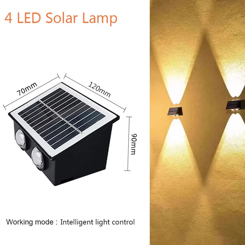 4/6/8LEDs Solar Wall Lamp Yard Street Decor Light Outdoor Waterproof Up and Down Luminous Lighting Garden Landscape Lamp