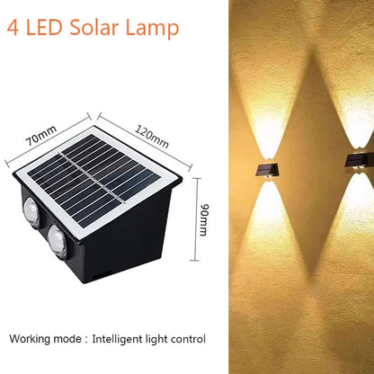4/6/8LEDs Solar Wall Lamp Yard Street Decor Light Outdoor Waterproof Up and Down Luminous Lighting Garden Landscape Lamp