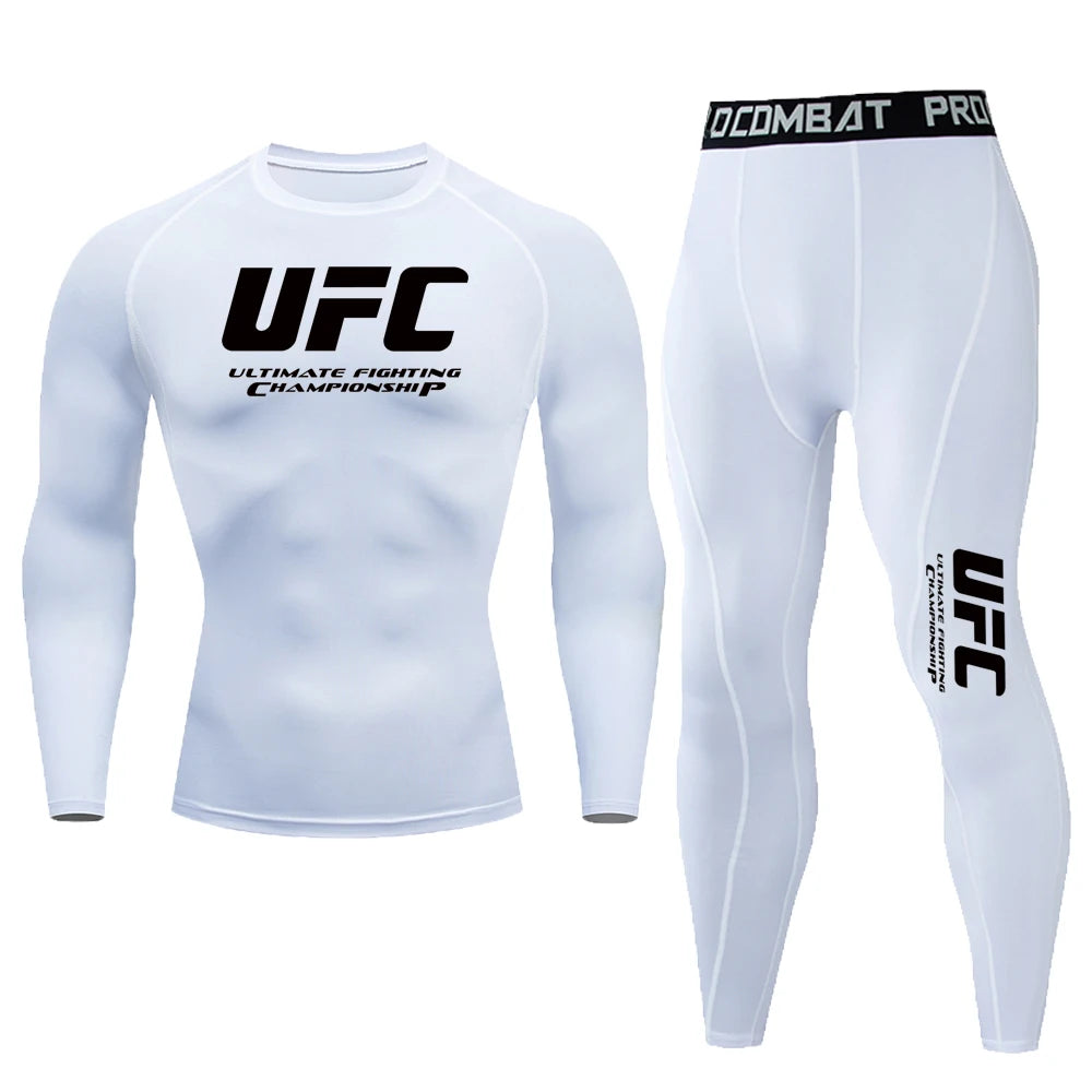 Summer Outdoor Sportswear, Sun Protection Clothing, Quick Drying Tight Fitting T-shirt Pants, Fitness Suit, UFC Printed Suit
