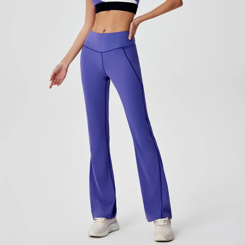 Sports Yoga Clothing Set High Stretch Colorblocking Bra Tank Top Flared Pants Trousers Fitness Clothing