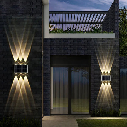 4/6/8LEDs Solar Wall Lamp Yard Street Decor Light Outdoor Waterproof Up and Down Luminous Lighting Garden Landscape Lamp