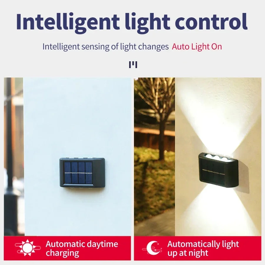 Outdoor LED Solar Garden Light Solar Wall Lamp Up And Down Luminous Waterproof Solar Powered Wall Washer Light Yard Street Decor