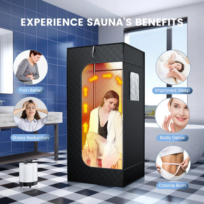 Full Body Home Steam Sauna Set 2.6L Large Steam Pot One Person Sauna Spa with Time Temperature Remote Control Detox Therapy