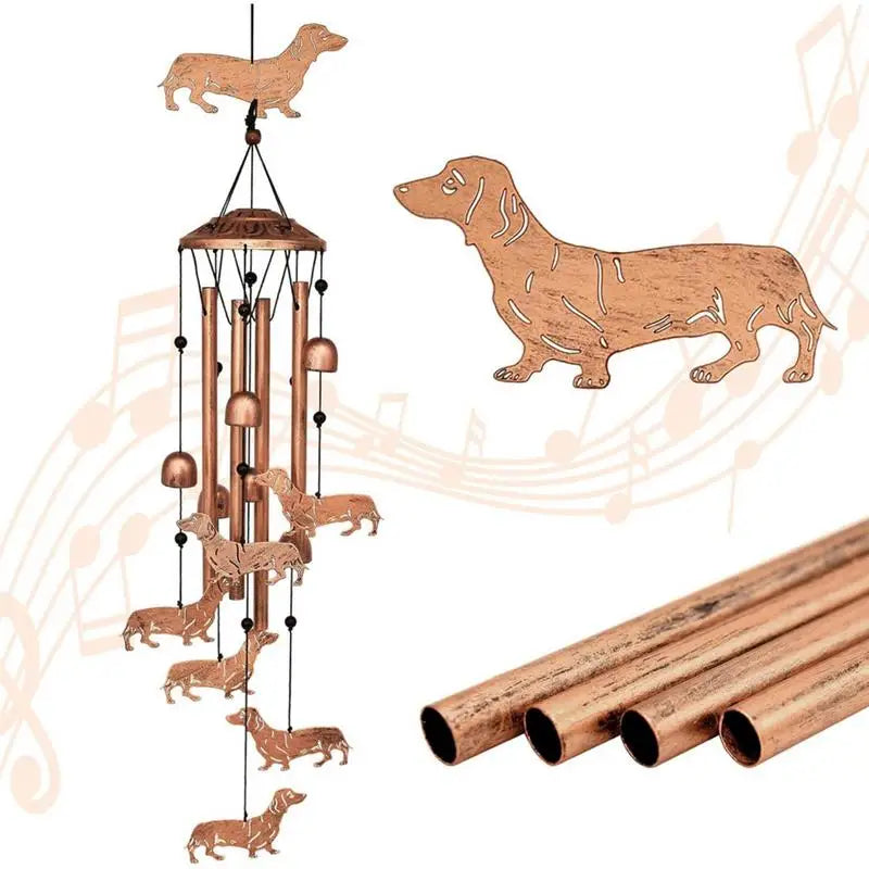 Outdoor Garden Wind Chime Weatherproof Iron Dog Wind Bells Large Wind Chime with Tubes Yard Patio Home Wall Hanging Decoration