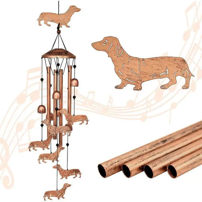 Outdoor Garden Wind Chime Weatherproof Iron Dog Wind Bells Large Wind Chime with Tubes Yard Patio Home Wall Hanging Decoration