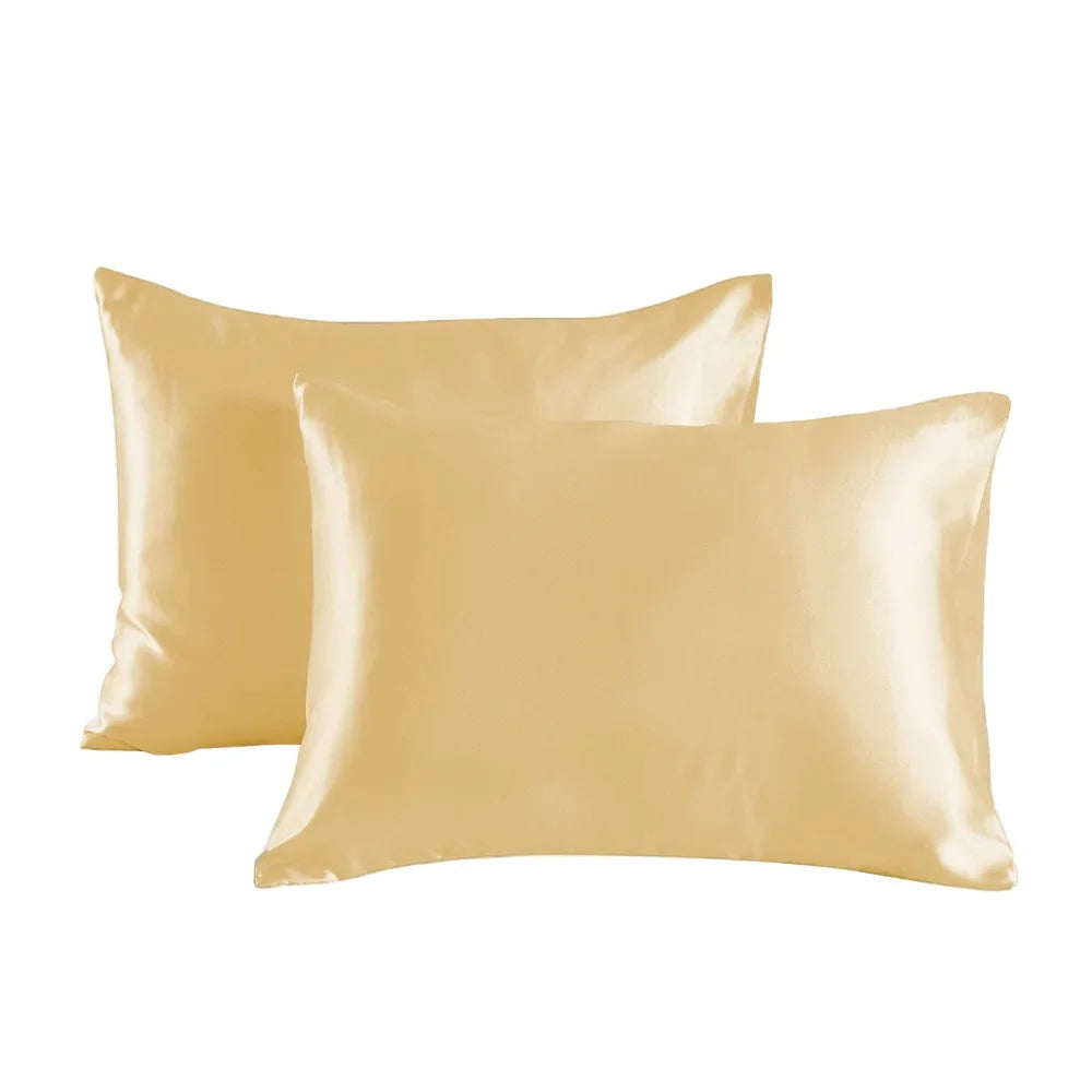 1 pair of large silk satin pillowcase simple solid color bedding household smooth multicolor satin pillowcase household