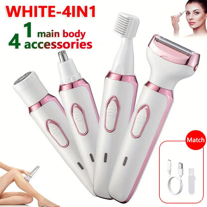 2026 New 4 in 1 Electric Razor for Women Body Hair Trimmer Armpit Bikini Arm Leg Face Mustache Portable Painless Shaver