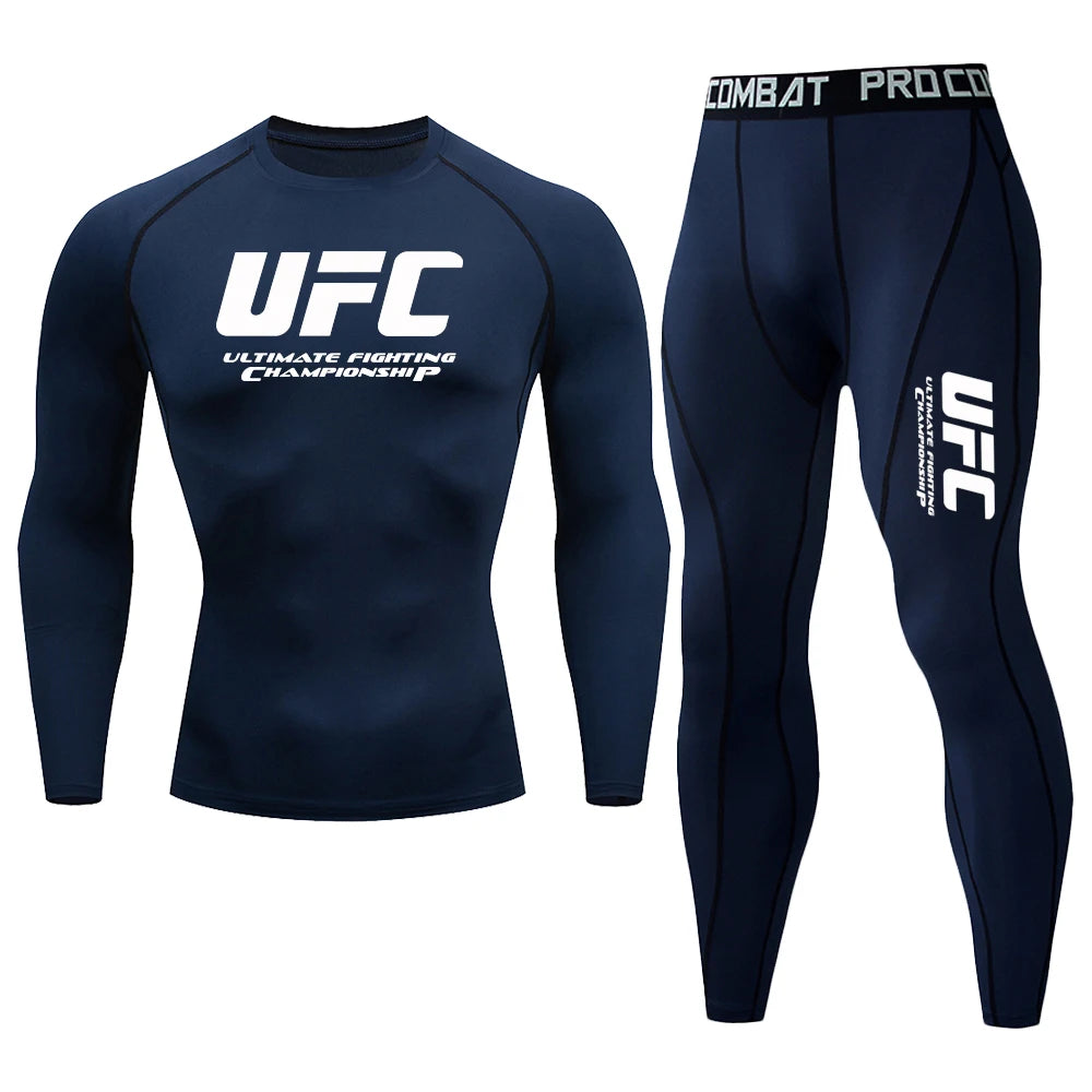 Summer Outdoor Sportswear, Sun Protection Clothing, Quick Drying Tight Fitting T-shirt Pants, Fitness Suit, UFC Printed Suit