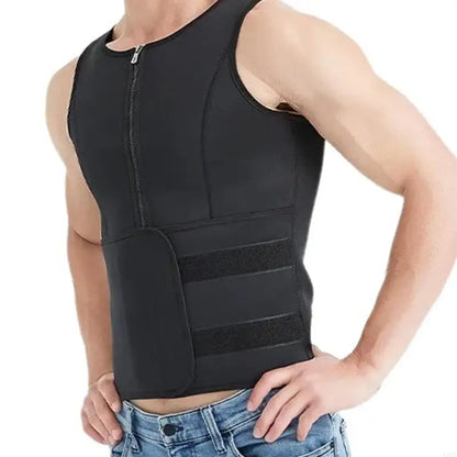 Men Sauna Sweat Zippered Vest for Weight Loss Adjustable Waist Trainer Corset Waist Trainer Body Shapewear Slimming Vest