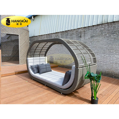 Poolside Patio All Weather Lounger PE Rattan Square Outdoor Day Bed