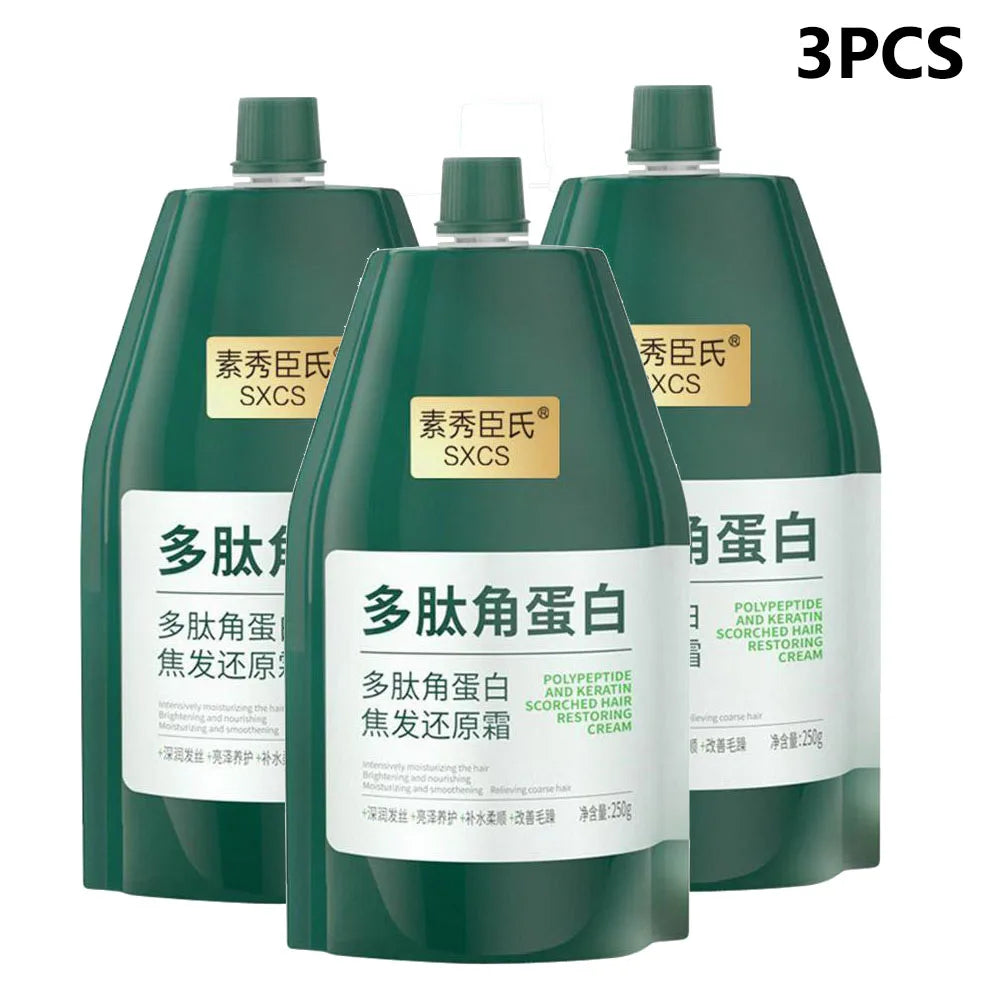 250g X3 Polypeptide Keratin Deep Conditioner Hair Mask Keratin Hair Restoring Cream Dry Damaged Burnt Hair Treatment Restoring