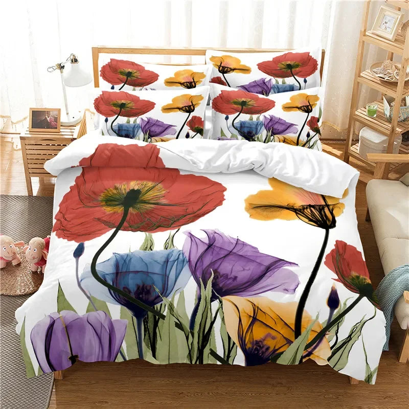 Flowers Bedding Set Duvet Cover Set 3d Bedding Digital Printing Bed Linen Queen Size Bedding Set Fashion Design