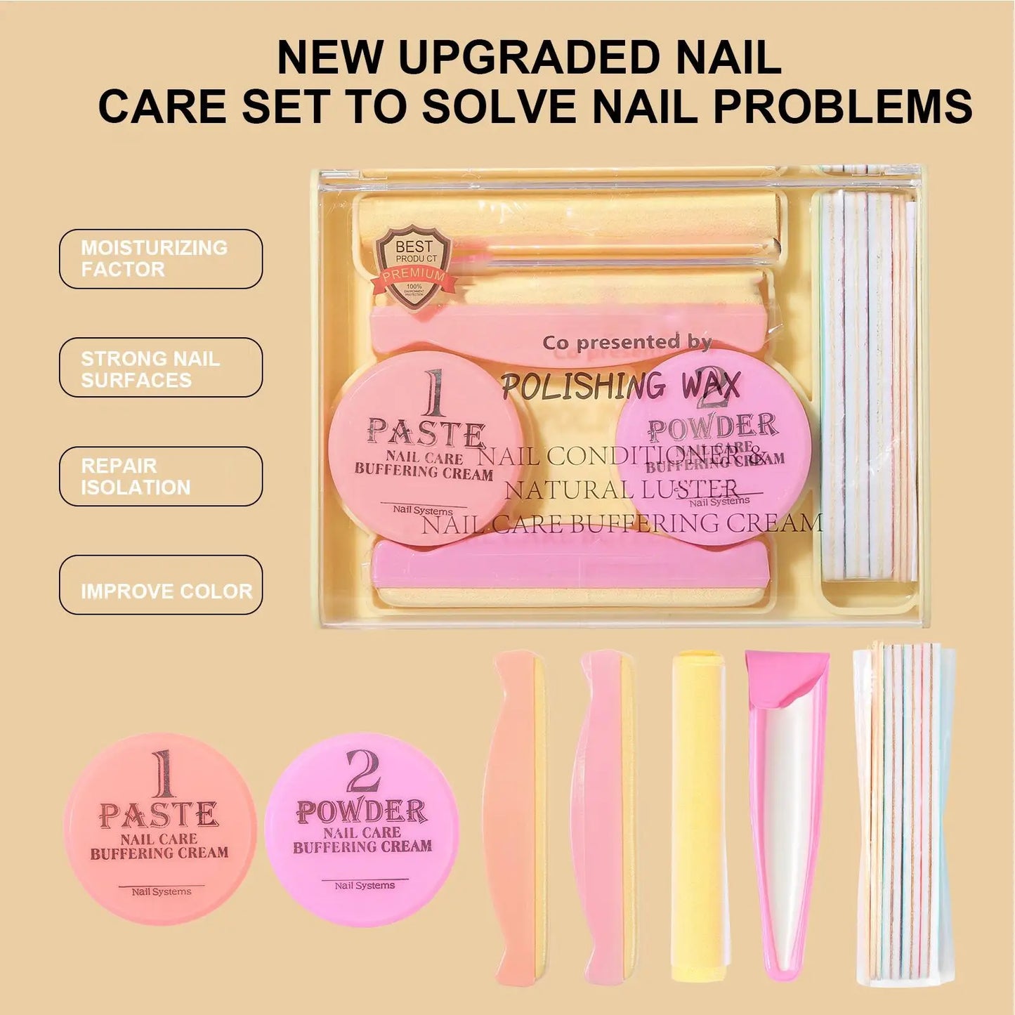 Nail Manicure Kit with Buffer Shine Pedicure Kit Natural Nail Prep Set for Women for Women Girls Beginner Home Salon Daily Party