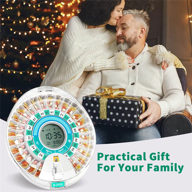 MOPHE-Alarm-Equipped Automatic Pill Dispenser For Elderly, 28-Day Electronic Locked Pill Box With Sound& Light Reminders