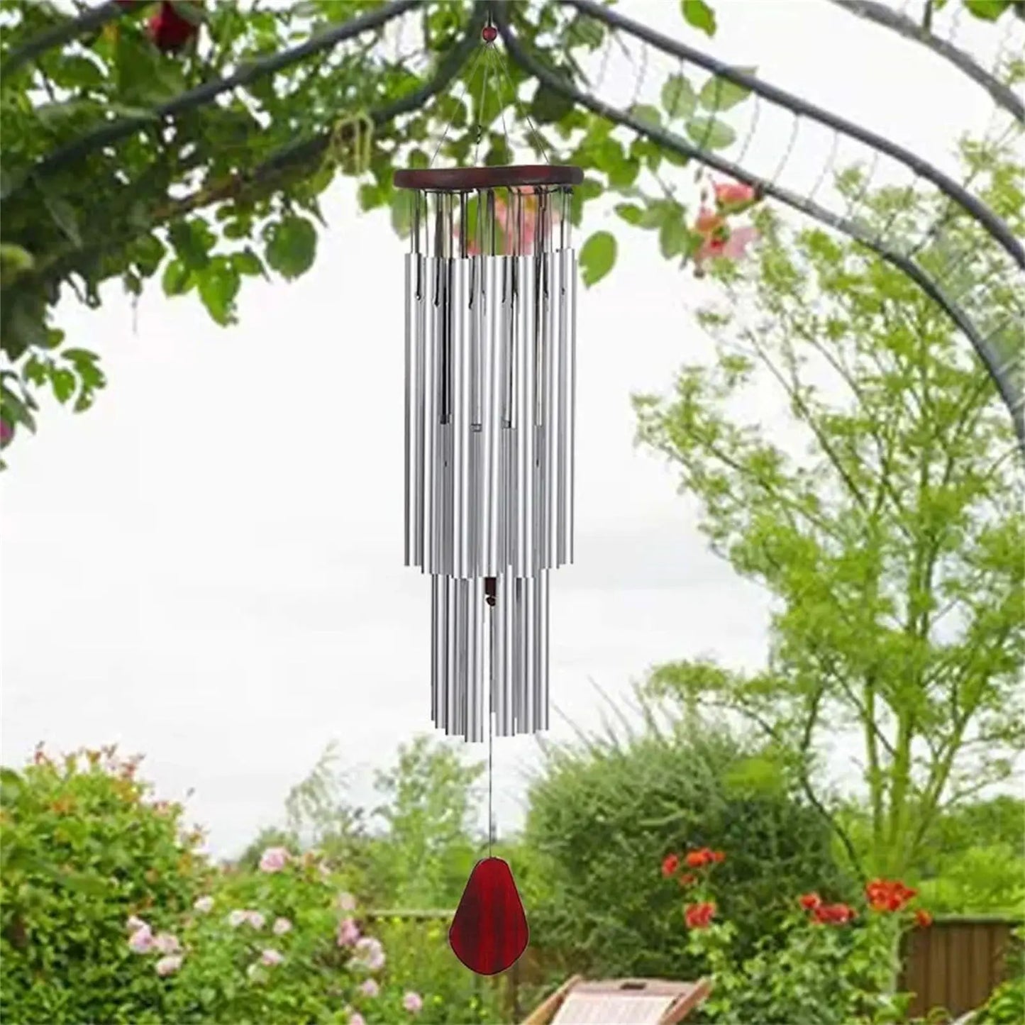 27 Tubes Handmade Wind Chimes Outdoor - Concert Pitch Tuned for Deep Soothing Sounds, Hummingbird Design Large Wind Bell for Gar