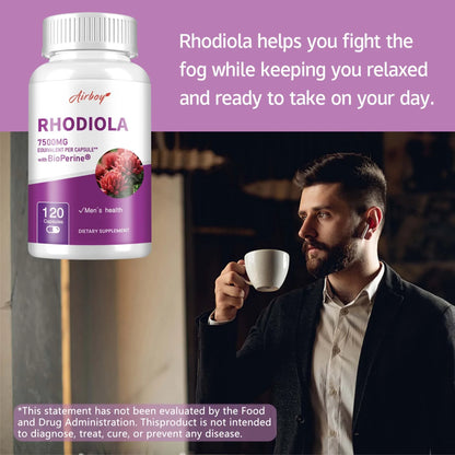 Rhodiola Supplement 7500mg - Natural Adaptogens, Relieves Stress,Improves Energy and Focus - 120 Capsules