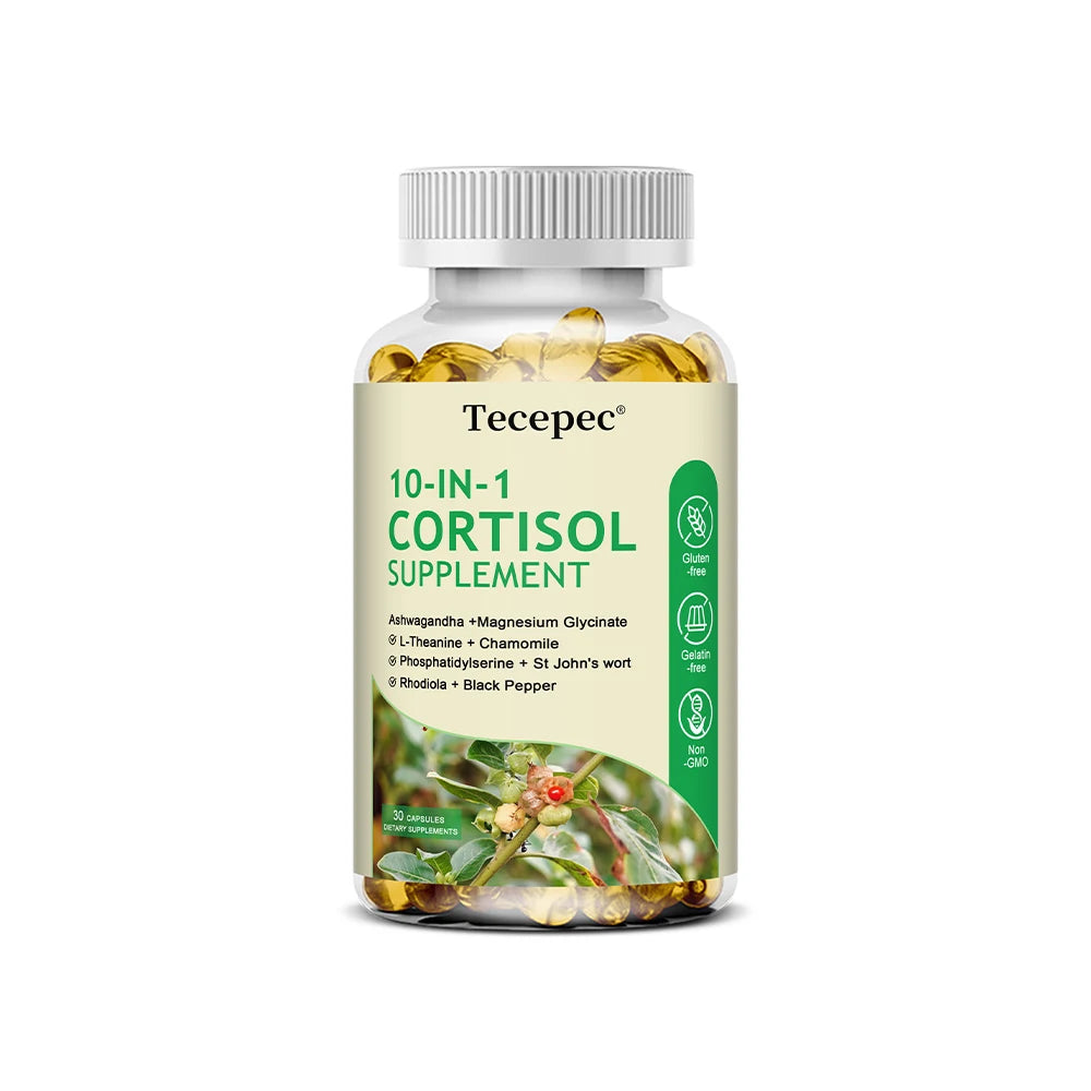 10-IN-1 Cortisol Supplement  for Women Men,with Ashwagandha, Magnesium,L-Theanine,Balanced Cortisol Levels, Night & Calm Support