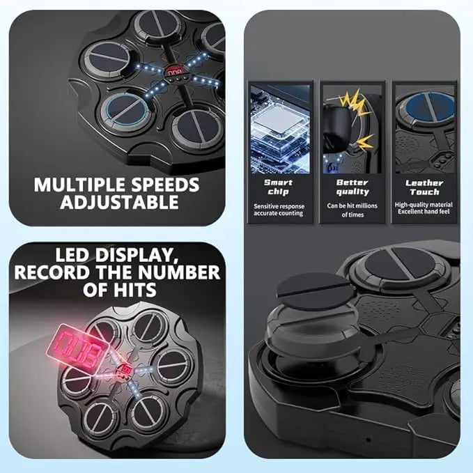 Music Boxing Machine Bluetooth Boxing Trainer Machine with Gloves Adjustable Speed Boxing Wall Mount for Kids Adult Office Home