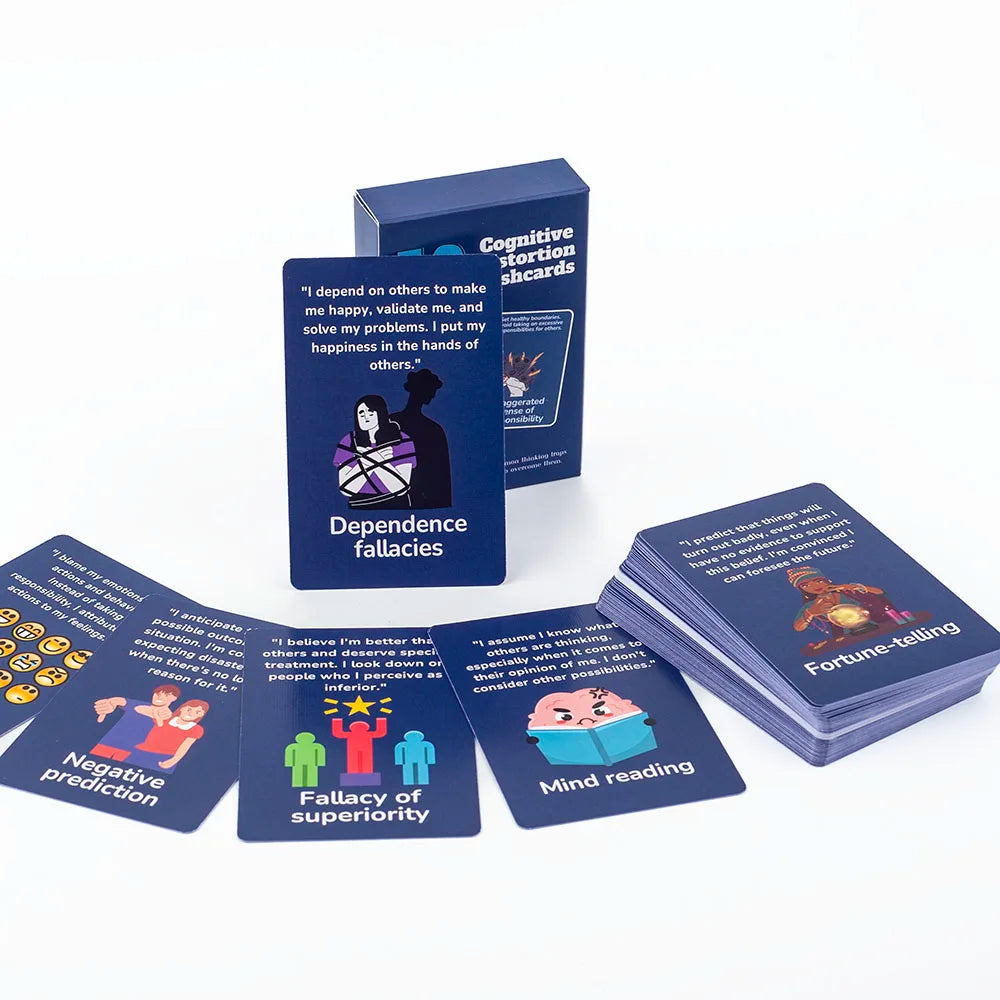 50pcs Mental Wellness Flashcards Cognitive Distortion & Thinking Traps Coping Skills Emotional Regulation Board Game