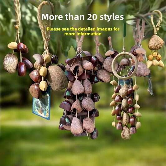 Nut Shell Wind Chimes Sound Healing Yoga Musical Instrument Fruit Hand Cranked Wind Chimes Finished Pastoral Decoration Mori