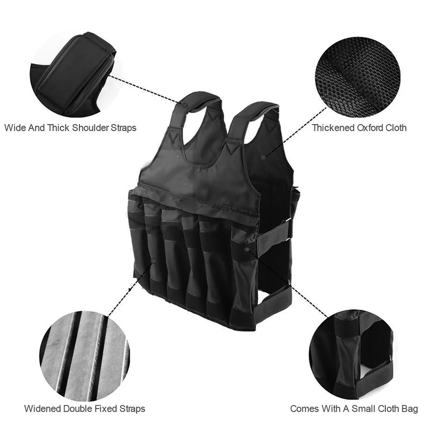 Adjustable Workout Weight Weighted Vest Adjustable Weighted Vest Weighted Vest Exercise Training Fitness 50KG Maximum Loading
