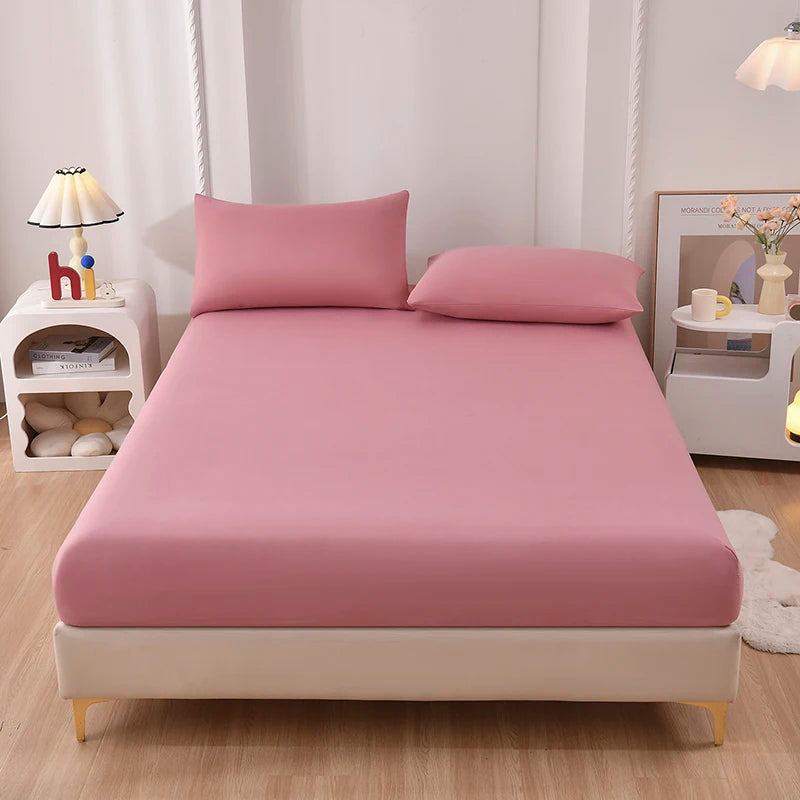 Solid Fitted Sheet 100% Polyester Soft Comfortable Breathble Bedding Set  for Home Bed Mattress (No Pillowcase）