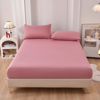 Solid Fitted Sheet 100% Polyester Soft Comfortable Breathble Bedding Set  for Home Bed Mattress (No Pillowcase）