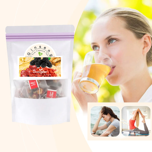 Ginseng Five Treasure Tea Natural Energy Boost Immune Support Herbal Wellness Traditional  Organic Blend Tea Daily Vitality