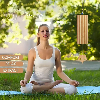 Wind chimes, swinging chimes in the wind, hand bells, yoga practice, meditation, focused meditation, bell sounds creating melodi